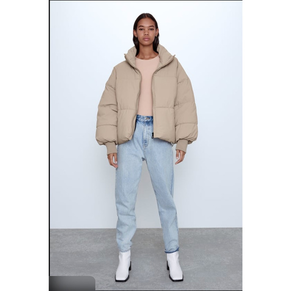 Zara Jacket Womens XL Black Puffer Oversized Crop Short Zip 4341/202 - Picture 15 of 16